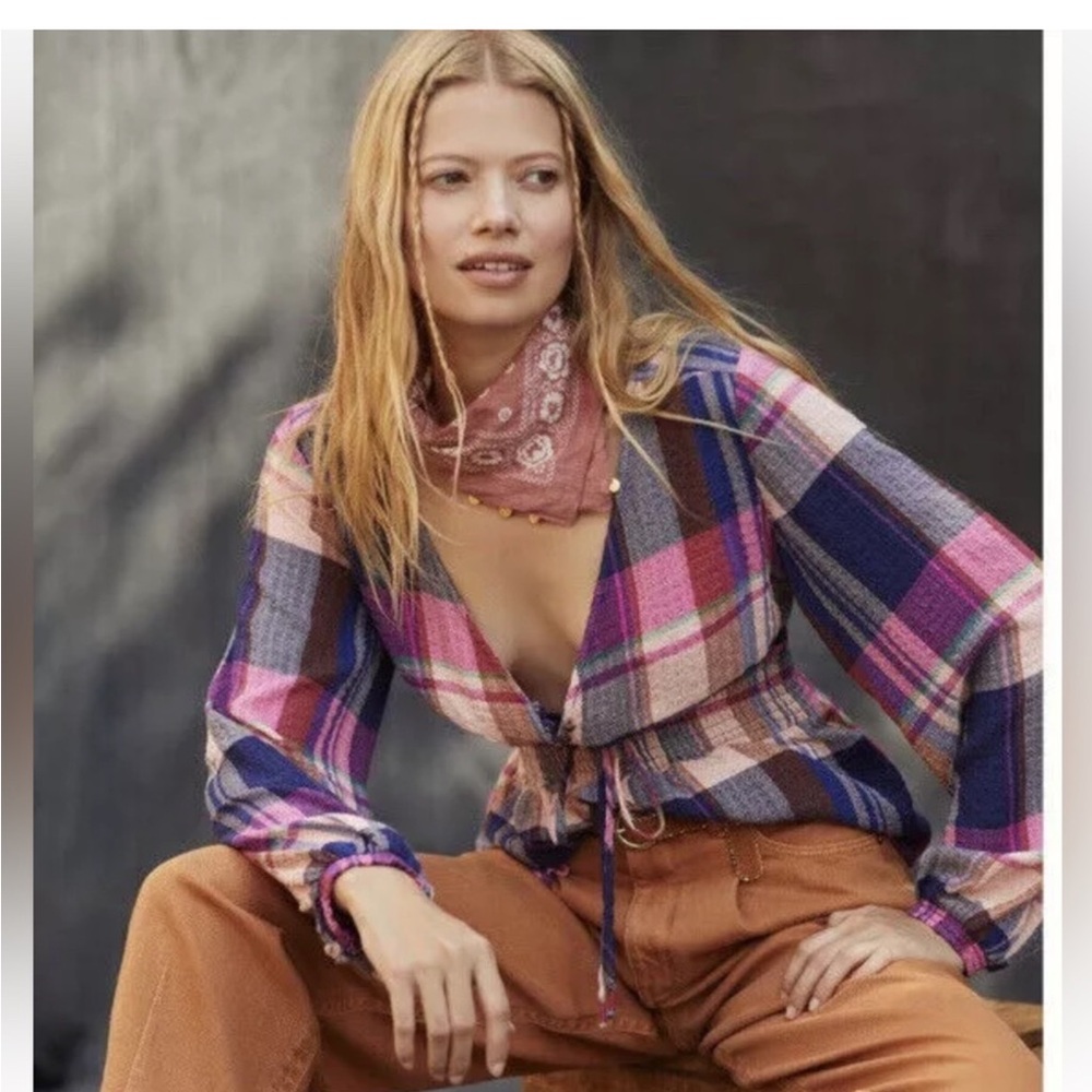 Anthropologie Pilcro Smocked Waist Top